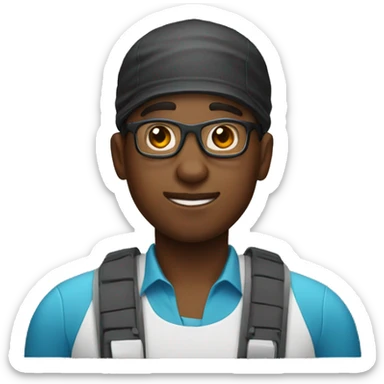black male techie nerd sticker