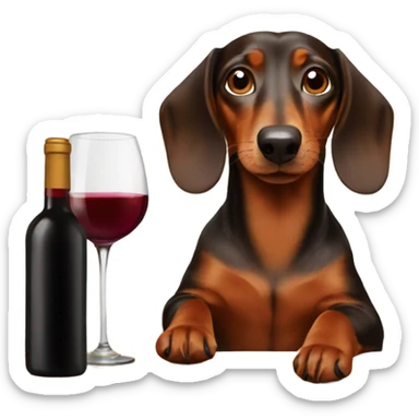 Brown dachshund drinking wine sticker