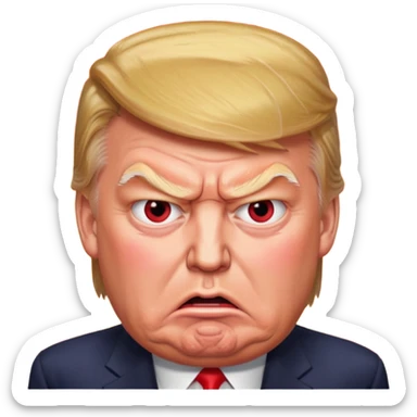 Donald Trump is vey furious. Red with anger. photorealistic sticker