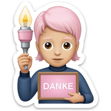 yorkshire holding a light pink danke schön sign sticker
