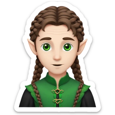 elves with braided brown  hair man black dree sticker