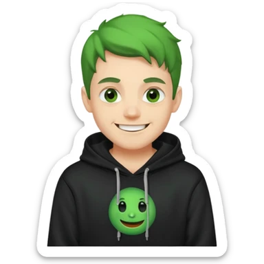 Create an avatar of white european male in hoodie with ``BST`` letters on it/ make him look like grinch sticker