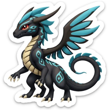 Tribal Exotic Meloetta-Stitch-Zekrom-Salandit-fusion, full body, tribal markings  sticker