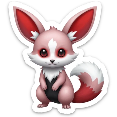 Silvery Grey Black Gradient Metallic Alloy Gothic Edgy Cool Badass Evil Red Albino Minccino-Furret-Eevee-fusion Full Body sticker