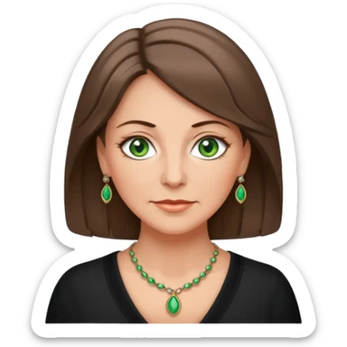 middle age woman with green eyes and long straight ashy brown hair  sticker
