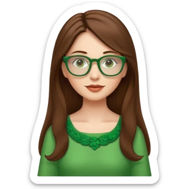 green glasses and green dressed woman long hair sticker