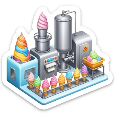 Ice cream factory with machines and production lines sticker