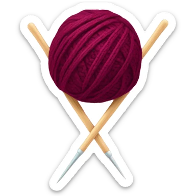 burgundy ball of thread with knitting needles sticker