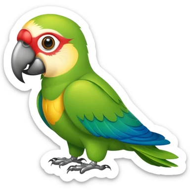 A green parot in comic- vector style  sticker