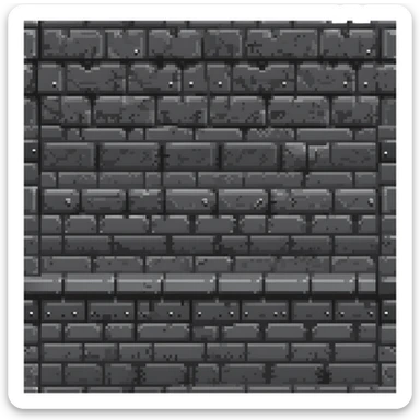 solid metal stone block wall with rivets and industrial details, very dark gray with subtle metallic highlights, 32x32 game asset background, darker version sticker