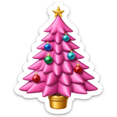Pink Christmas tree with bows instead of ornaments sticker