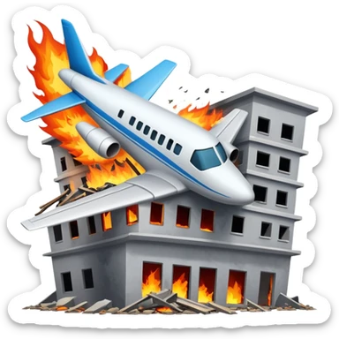 Plane crashing into building  sticker