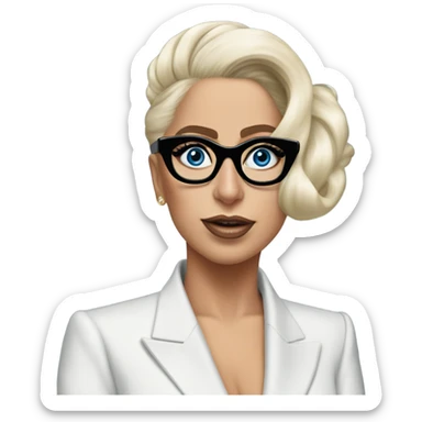Lady gaga blue eyes black glasses classy updo  sticker