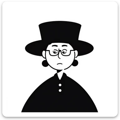 Angry Professor McGonagall with tight bun, square glasses, witch hat, stern expression, lips pursed in disapproval sticker