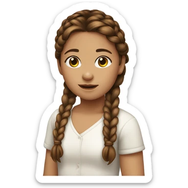 brown haired little girl with braid sticker