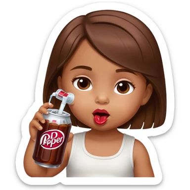 tan baby girl drinking dr pepper sticker