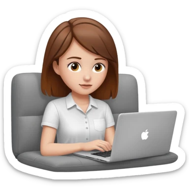 A girl is working with a laptop while lying on the sofa sticker