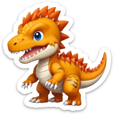 Cute Baby Chibi Agumon-Tyrantrum-Tyrunt-hybrid (full body) sticker