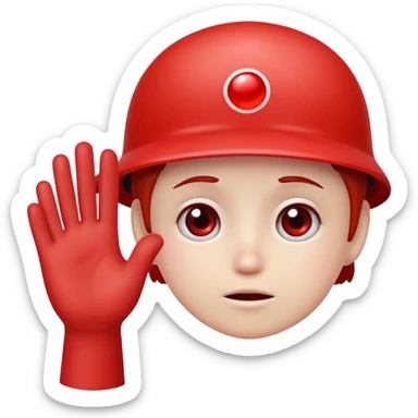 red blood cell with a sad face and a small hand waving, saying goodbye sticker