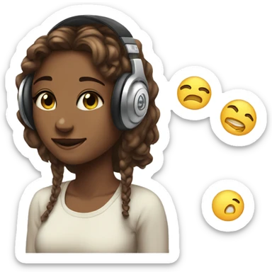 girl pose headphones an micro tumblr sticker