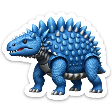 As un emoji de el dinosaurios ANQUILOSAURIO de perfil en color azul sticker