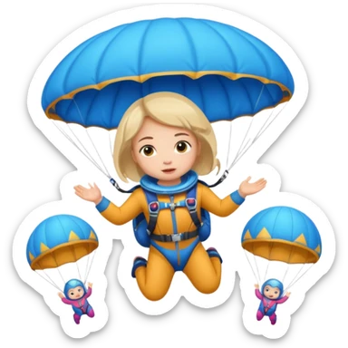Skydiving girl baby shaman with parachute and UFO blue sticker