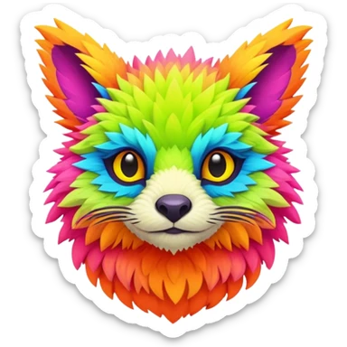 lush warm-colored modern colorful neon-colored Fakémon-Trico-creature sticker