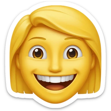 Emoji tête jaune avec un sourire et le doigt devant les dents  sticker
