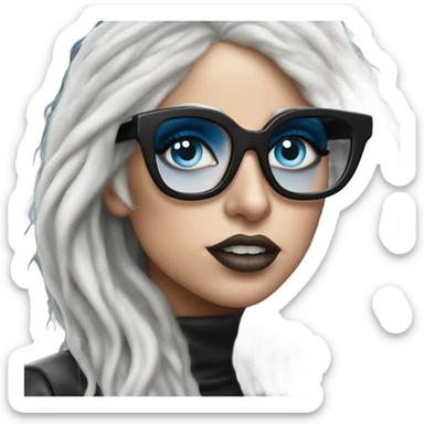 Hyper Realistic lady gaga rain on me blue eyes black glasses  sticker