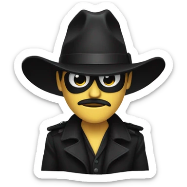emji de un canal de discord general inspirado en una mafia tipo misterioso y con sombrero y pelo negro sticker