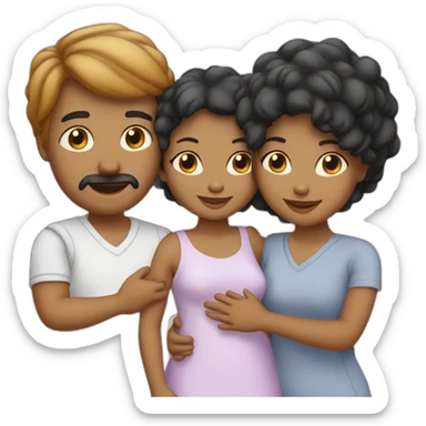 Family of 3- mum-dad-baby girl-2 cats 1white 1 black sticker