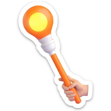 a fan holding a Blackpink light stick, glossy and playful sticker