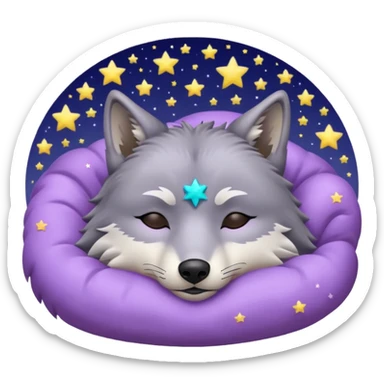 A wolf of winterfell from game of thrones sleeping under lilac stars sticker