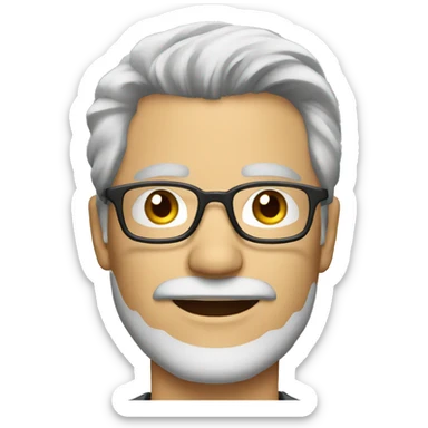 Good looking Mature man with gray hair and beard and glasses sticker