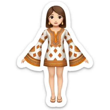 Short kurti with bell sleeves and ethnic patterns sticker