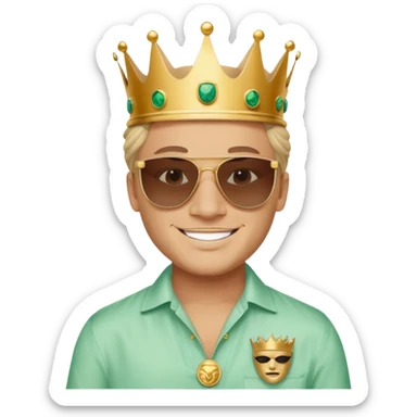 un principe con una corona de rolex con unos lentes Versace máscara y una camisa chemise Lacoste sticker