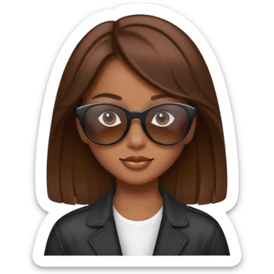 A bay girl wiht Brown Hair and a sunn Glases sticker