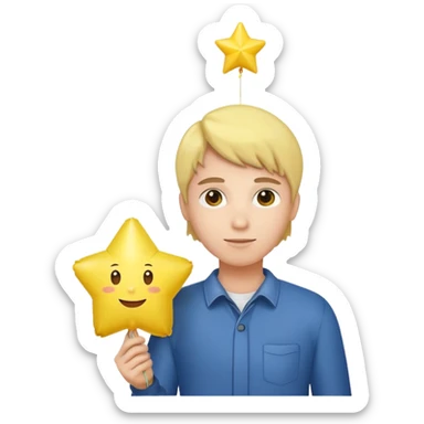 holding yellow star balloon sticker