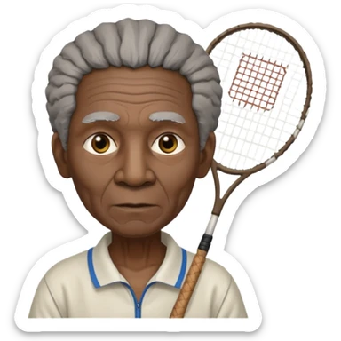 ancient tribal old black man with 1 badminton racket sticker