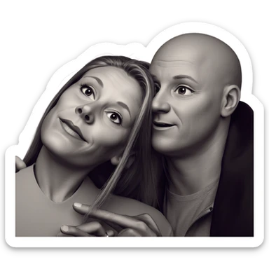 bald couple in monochrome sticker