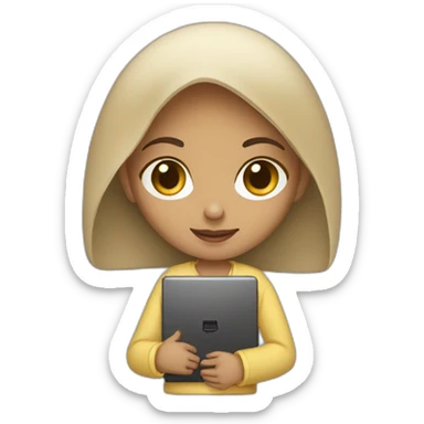 IT light skin arabic girl holding laptop sticker