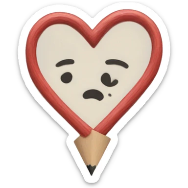 A heart sketched with a pencil and the heart drew in lines sticker