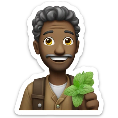 A hobo offering a mint sticker