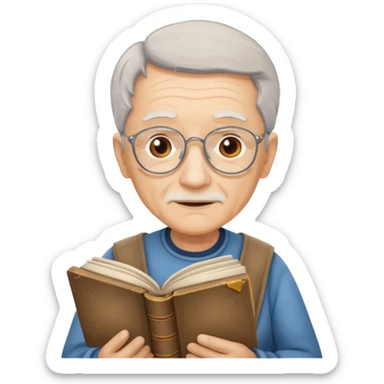 elderly holding book sticker