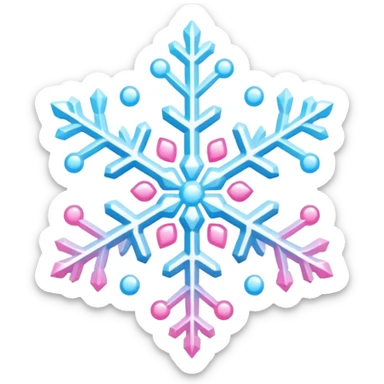 snowflake pink heart color white baby blue and baby pink glitter glow basic realist sticker
