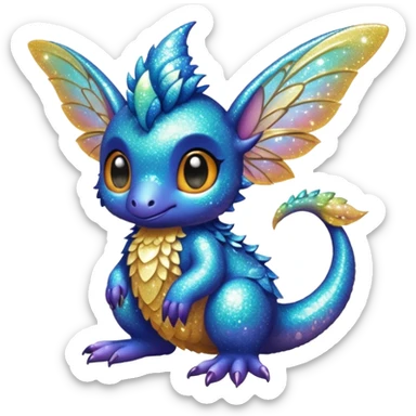 P cute fuzzy realistic glittery Randomly-faerie-drake-colored sparkly exotic Fakémon-creature sticker