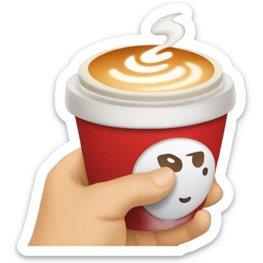 A red coffee cup with a latte in it  sticker
