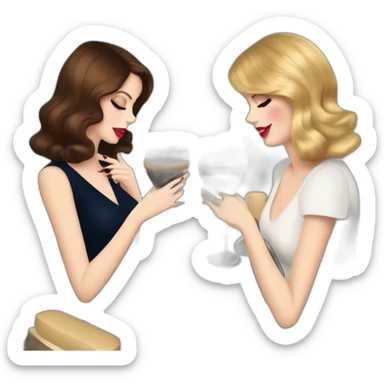 Lana del Rey & Taylor swift drinking espresso martini coco sticker