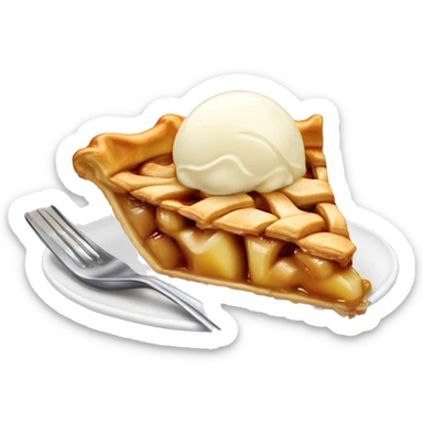 A slice of apple pie with a scoop of vanilla ice cream melting on top. sticker