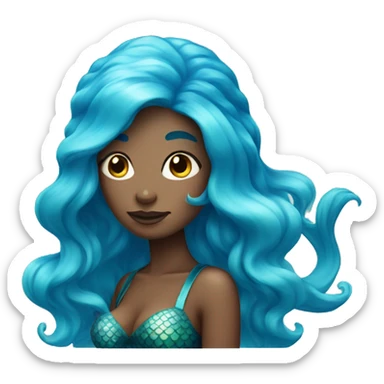 Blue hair mermaid sticker